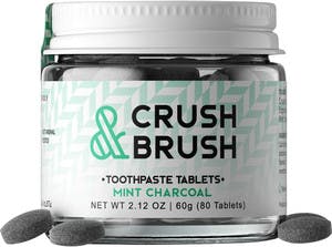 Comprimés de dentifrice menthe et charbon de Crush  & Brush