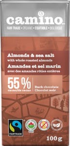 Chocolat noir Amandes et sel marin bio équitable de Camino