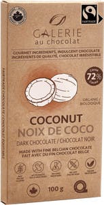 Barre de chocolat noir à la noix de coco 72 % de Galerie Au Chocolat