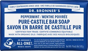 Savon en barre menthe poivrée Pure-Castile de Dr. Bronner's