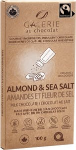 Barre de chocolat au lait, amandes et sel de mer de Galerie Au Chocolat