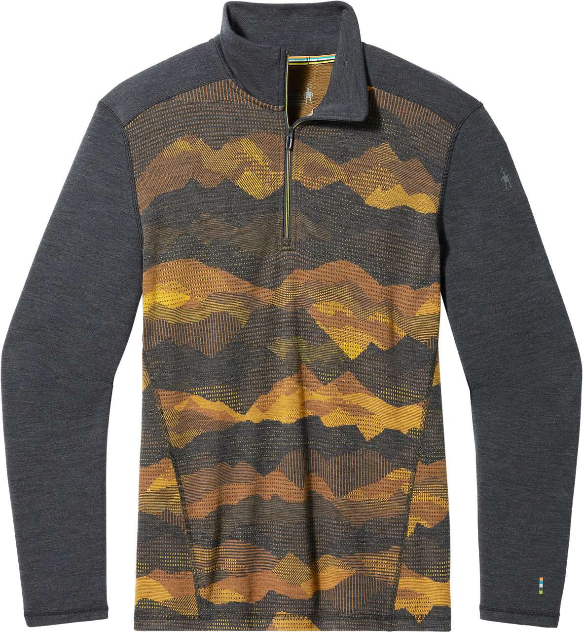 Classic Thermal Merino Base Layer 1/4 Zip Charcoal Mountain Scape