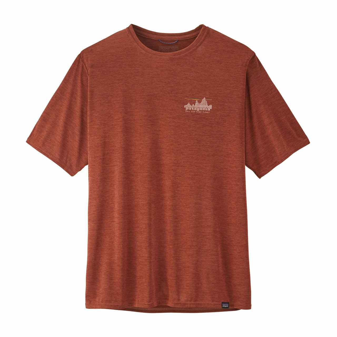 Capilene Cool Daily Graphic Short Sleeve Shirt 73 Skyline: Burl Red X-Dy