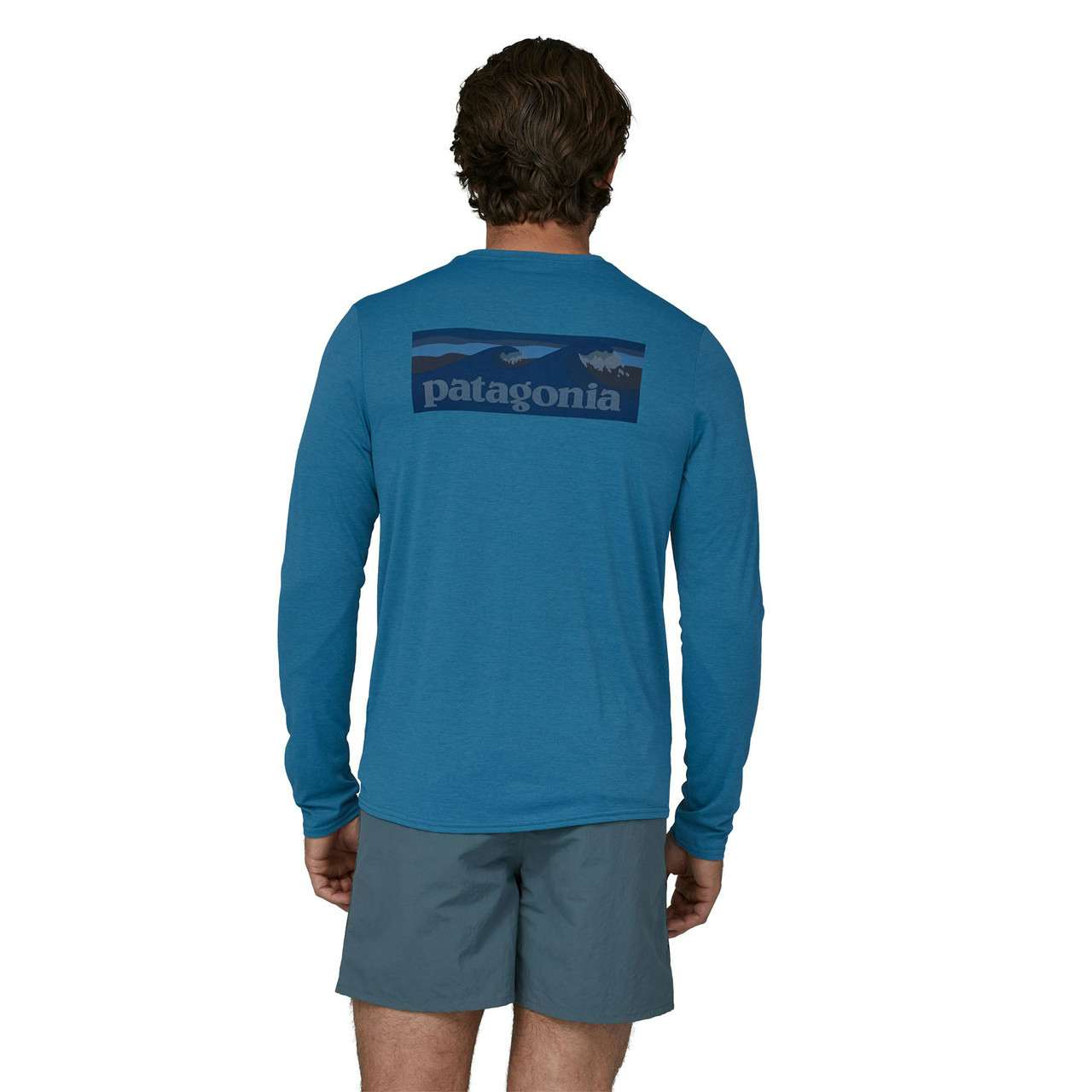 Cap Cool Daily Long Sleeve Graphic Shirt Boardshort Logo/Wavy Blue