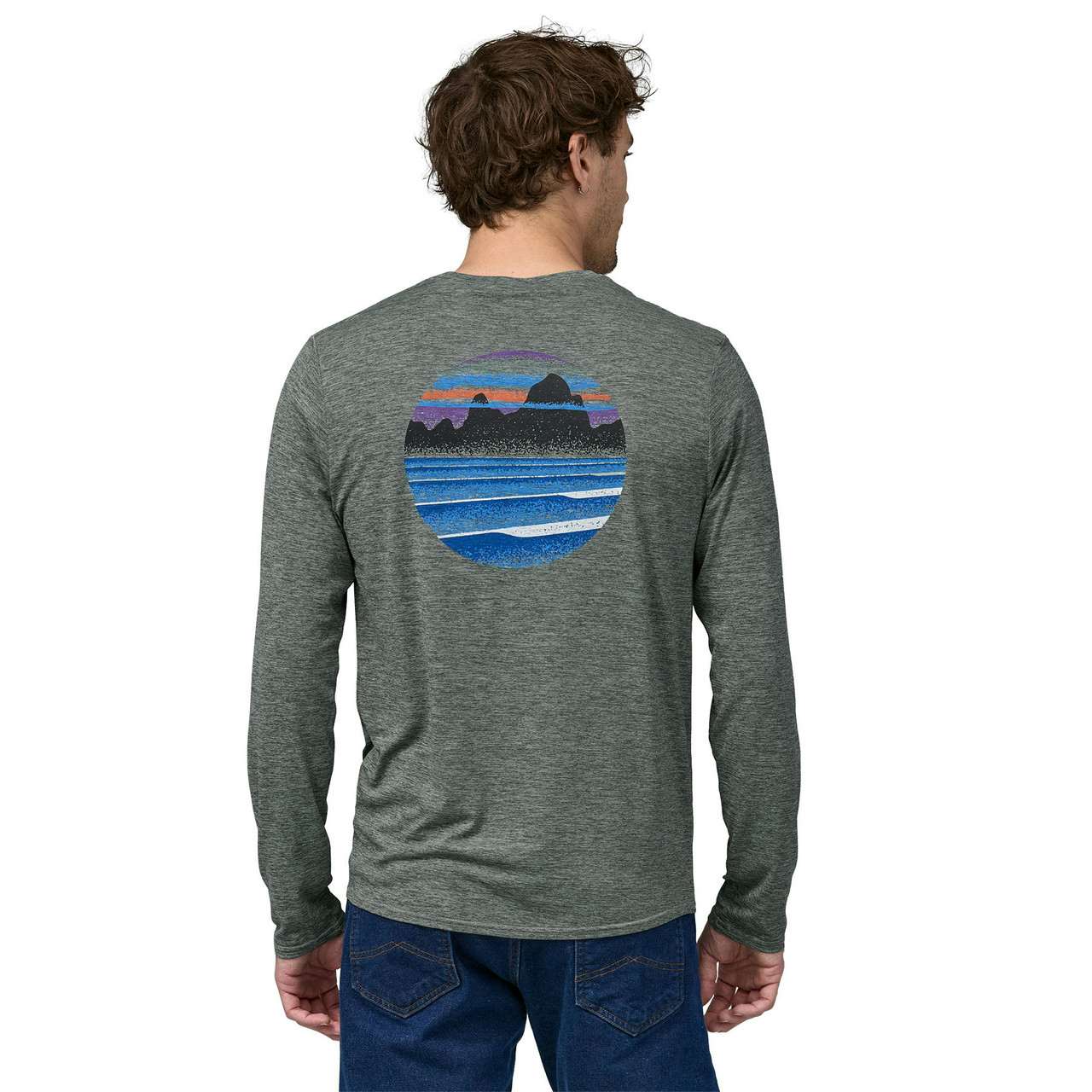 Cap Cool Daily Long Sleeve Graphic Shirt Skyline Stencil: Sleet Gr