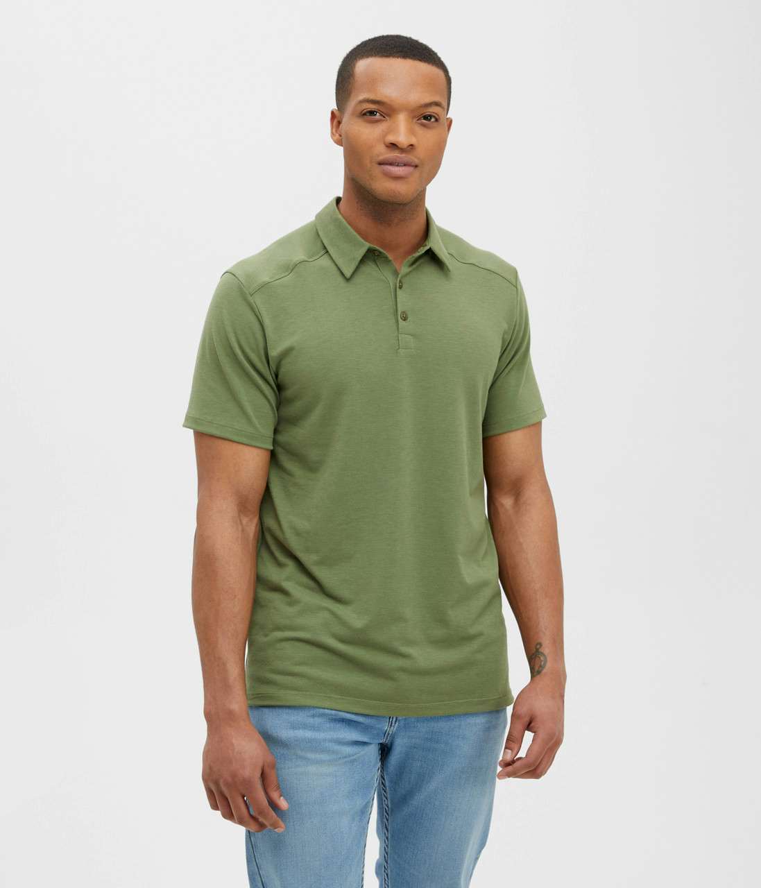 All Day Essentials Polo Tee Green Olive Heather