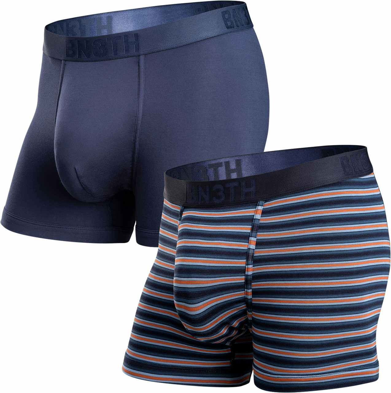 Classic Trunks Solid (2 Pack) Navy/Sunday Stripe-Blue