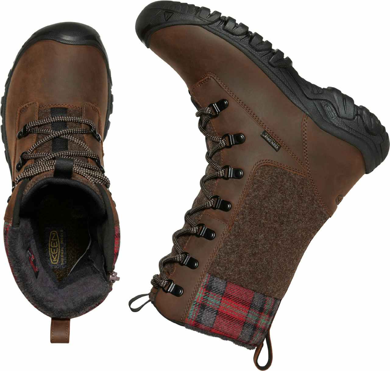 Greta Tall Waterproof Winter Boots Brown/Red Plaid