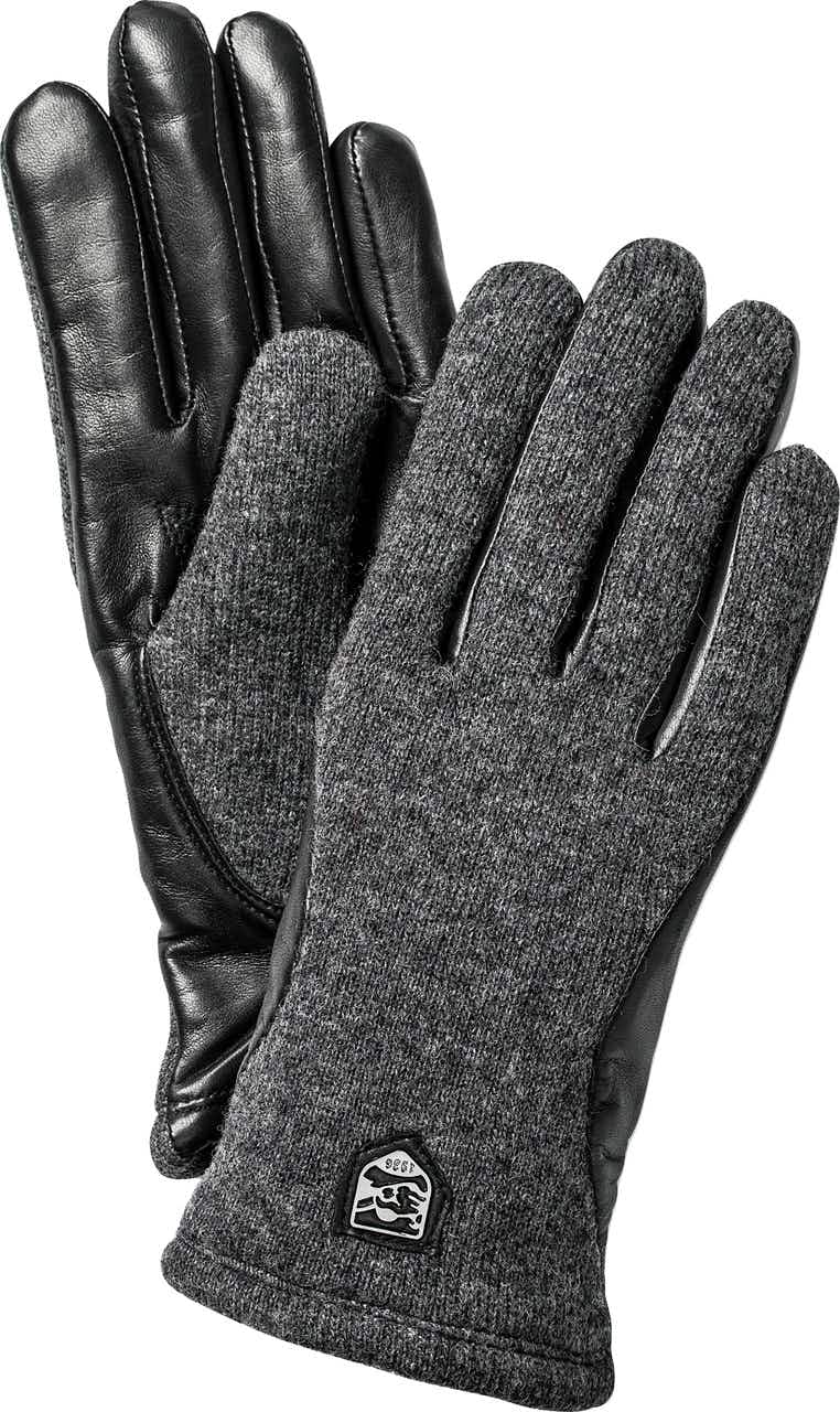 Classic Wool Tricot Gloves Charcoal/Black