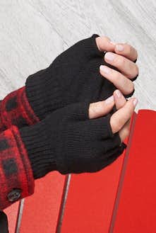 Lambswool Fingerless Gloves Black