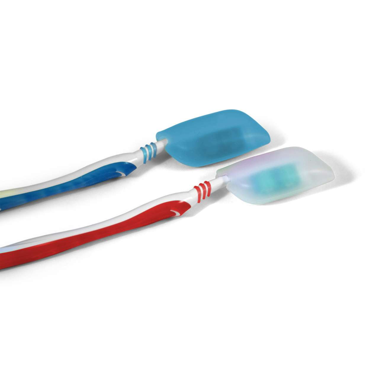 Silicone Toothbrush Covers (2 Pack)
 Clear/Blue