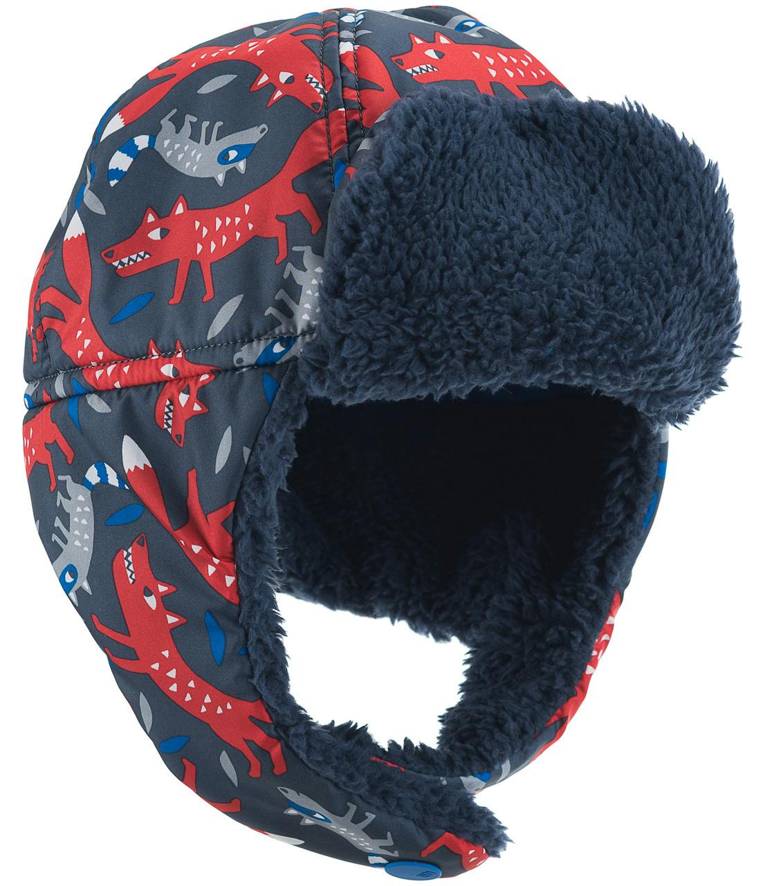 Cocoon Trapper Hat Fox and Raccoon Print