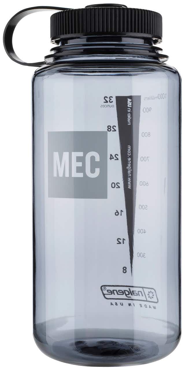 Everyday Wide-Mouth Loop-Top Water Bottle Grey MEC Logo