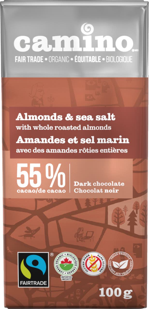 Almonds& Sea Salt Dark Chocolate Bar 55% NO_COLOUR