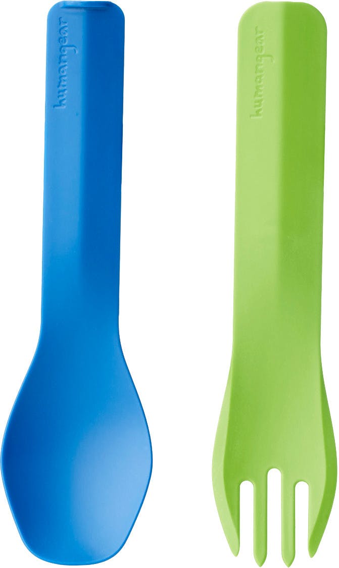 GoBites Duo Fork& Spoon Light Green/Dark Blue