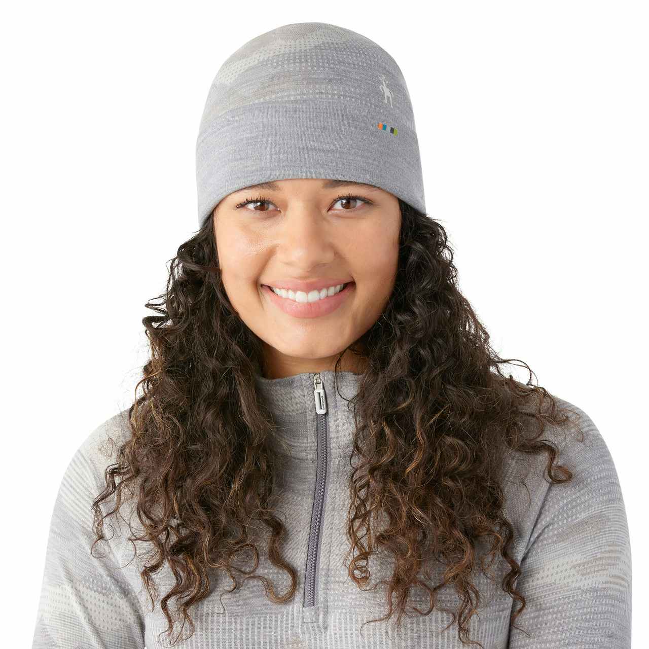 Thermal Merino Reversible Cuffed Beanie Light Gray Mountain Scape
