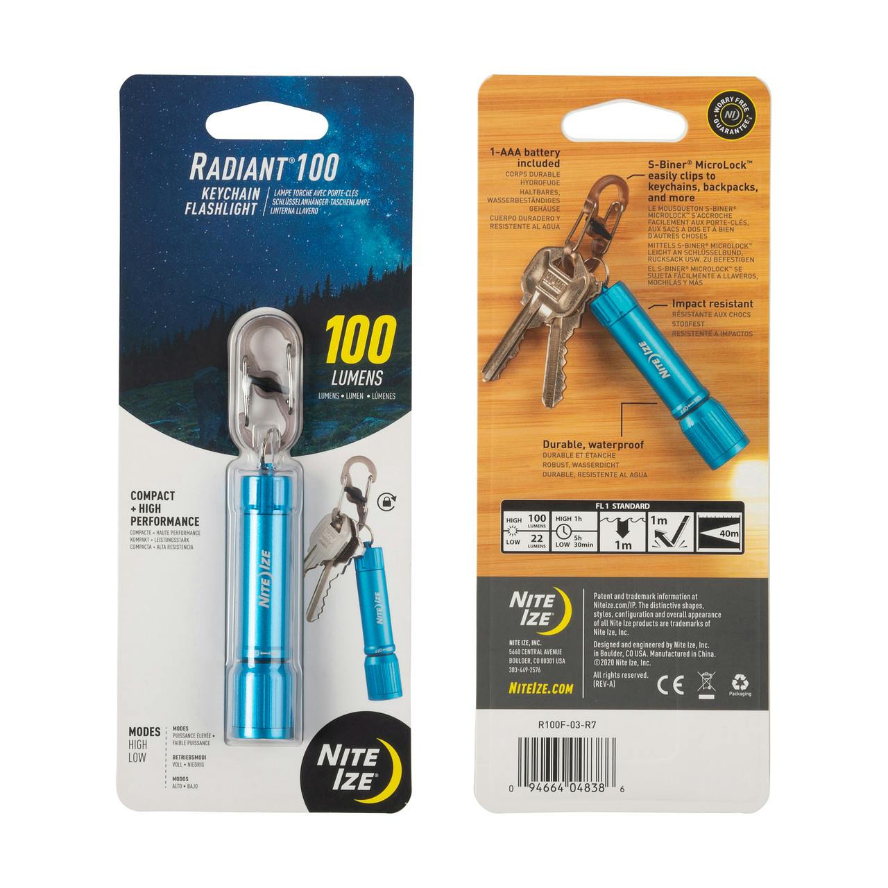 Lampe de poche pour porte-clés Radiant 100 Bleu