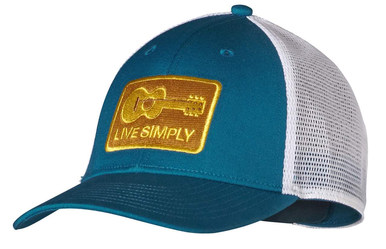 Live Simply Guitar Lopro Trucker Hat Underwater Blue