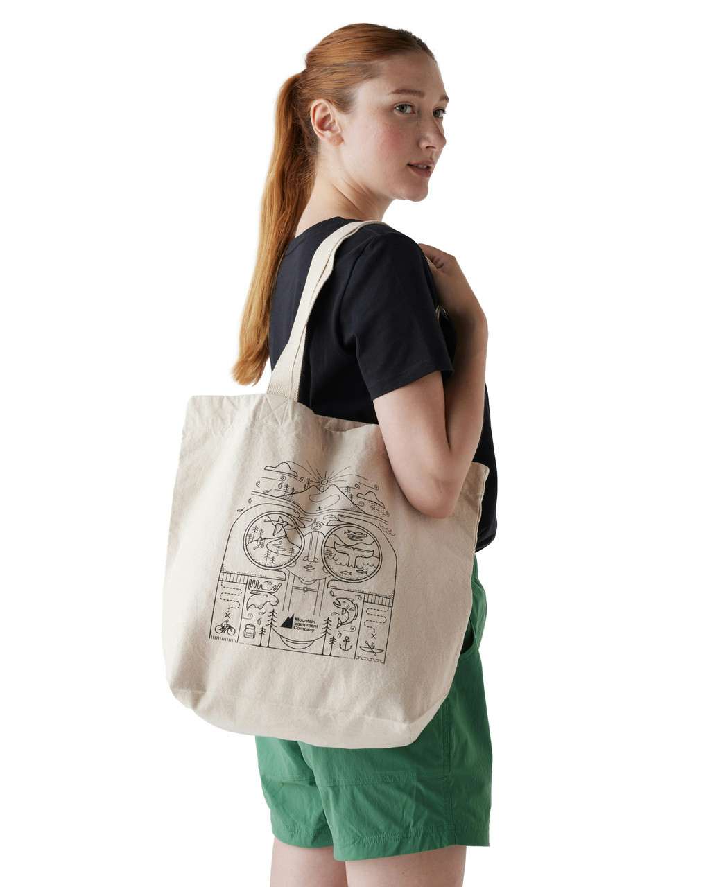 Classic Graphic Tote Bag Undyed Mountain Graphic