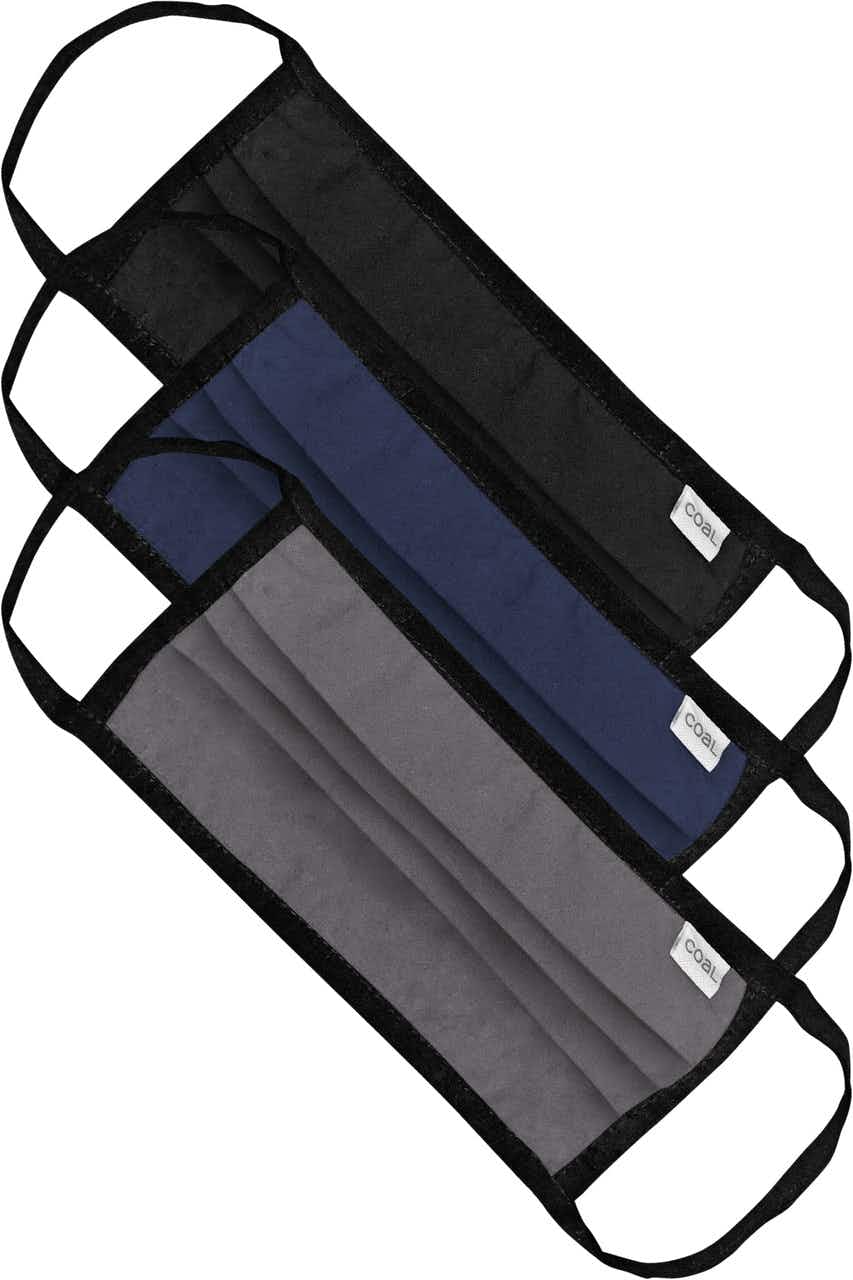 The Pleated Face Mask 3 Pack Black/Charcoal/Navy