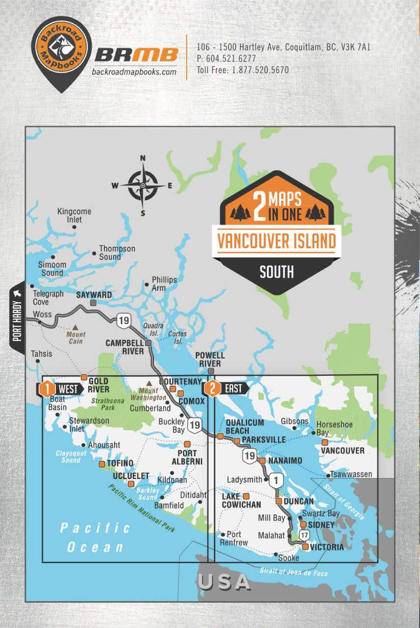 Vancouver Island South BC Waterproof Map NO_COLOUR