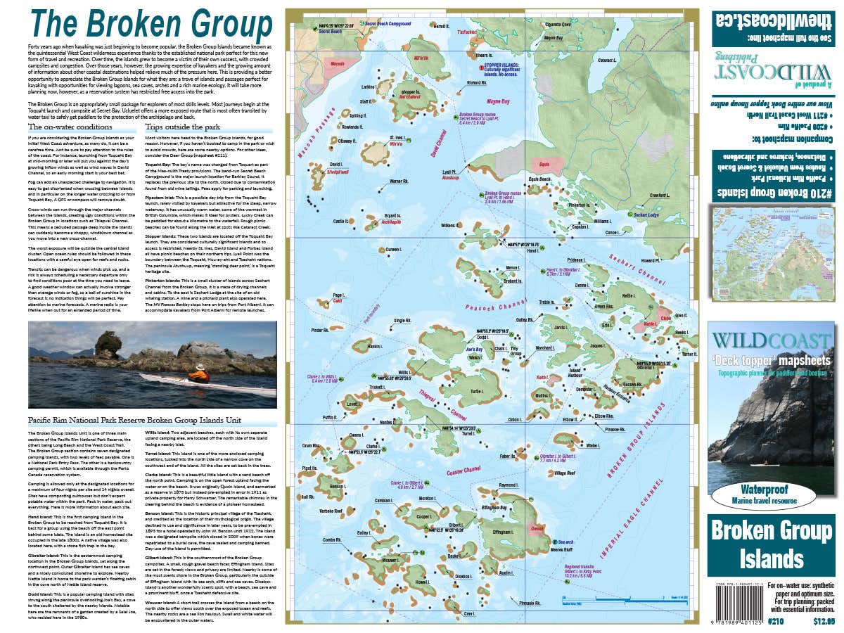 Carte de kayak Broken Group Islands NO_COLOUR