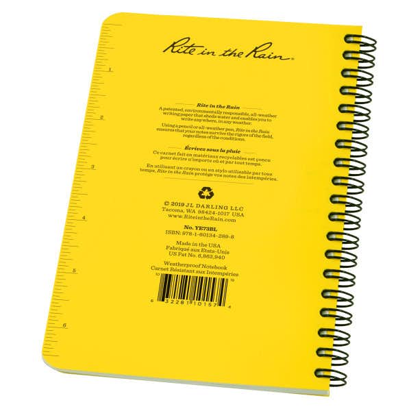Waterproof 7x4 Side Spiral Notebook Yellow
