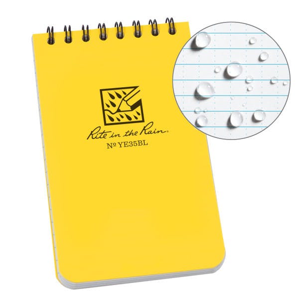 Waterproof 3x5 Top Spiral Notebook Yellow