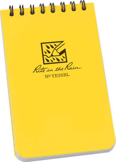 Waterproof 3x5 Top Spiral Notebook Yellow