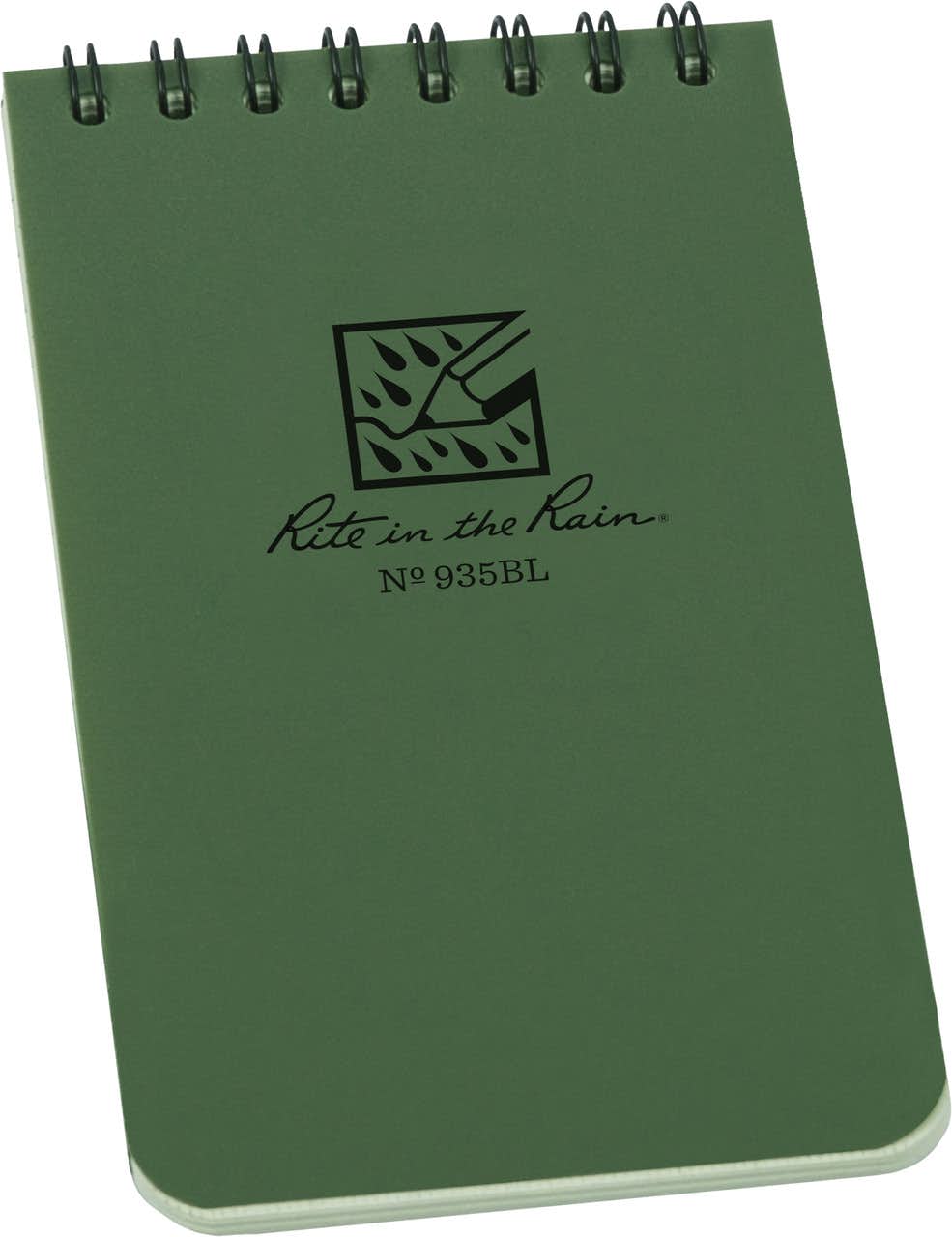 Waterproof 3x5 Top Spiral Notebook Green