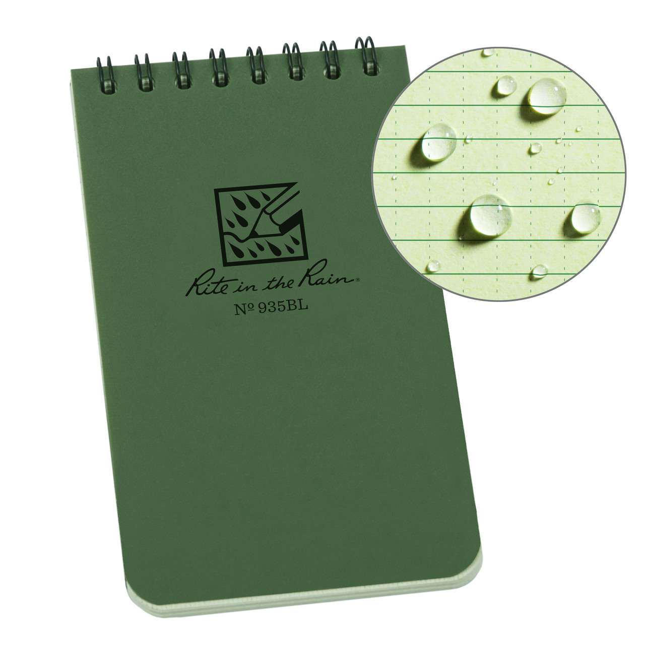 Waterproof 3x5 Top Spiral Notebook Green