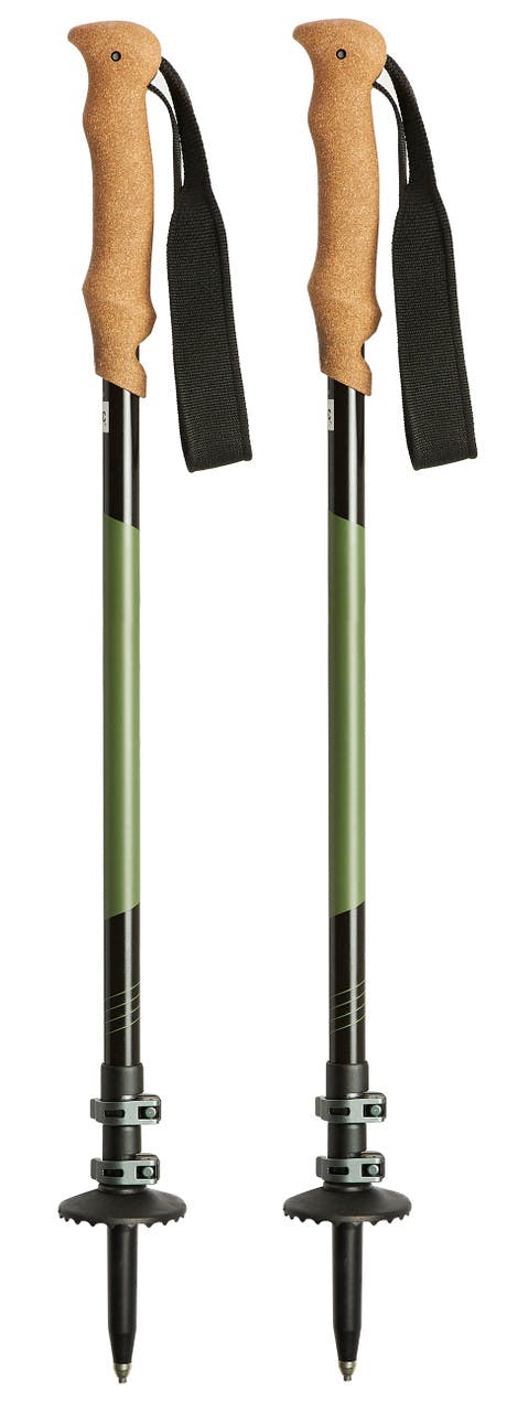 Uplink Aluminum 3-Part Cork Grips Poles Green Olive/Black