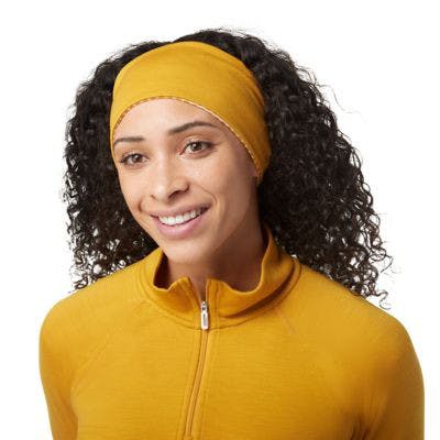 Merino 250 Pattern Reversible Headband Honey Gold Dot