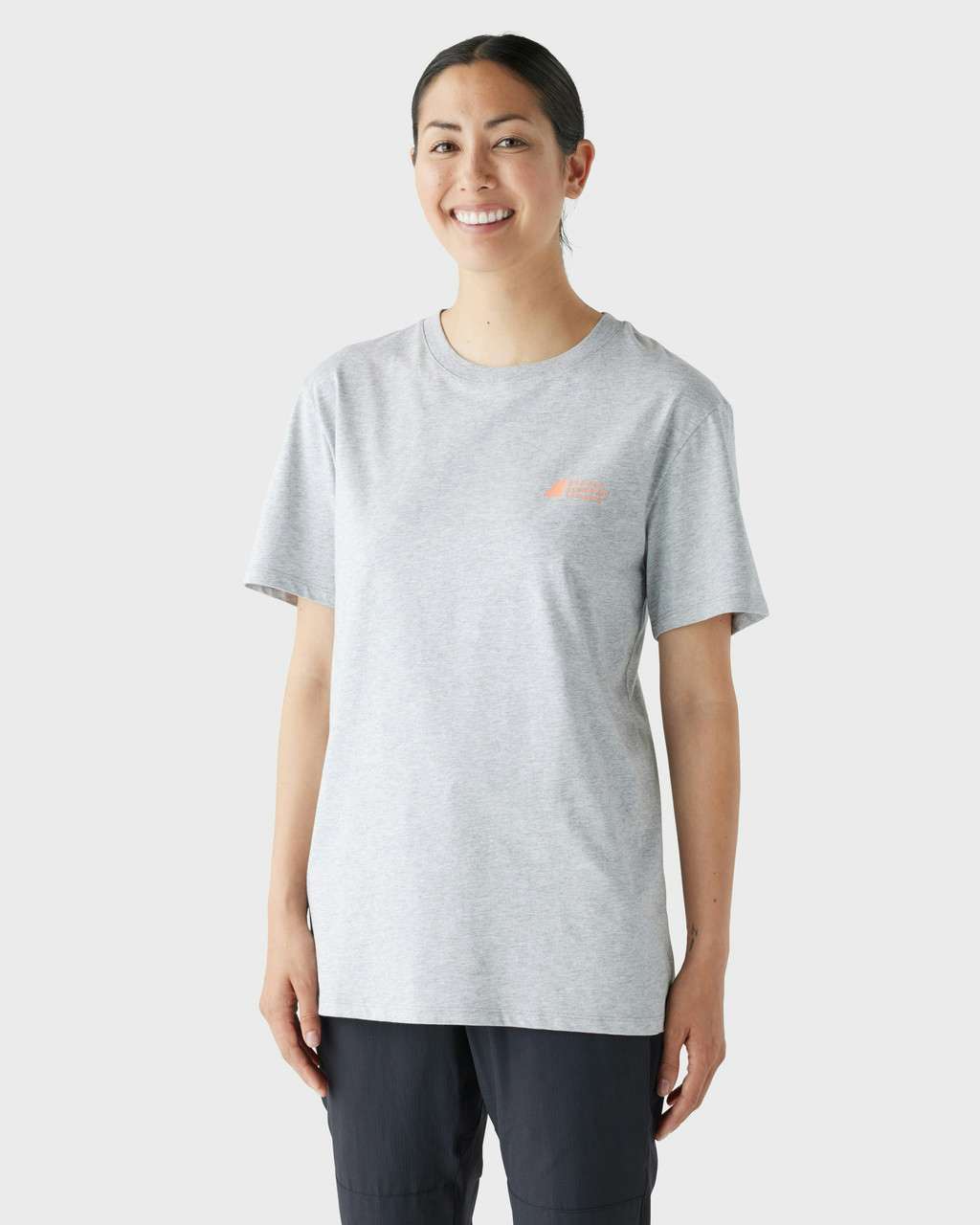Fair Trade Logo Short Sleeve T-Shirt Heather Grey/Alpenglow Lo