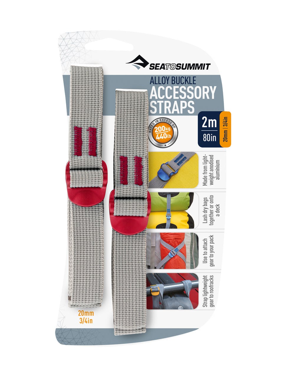 Accessory Straps 20mm webbing - 2 Pack Grey