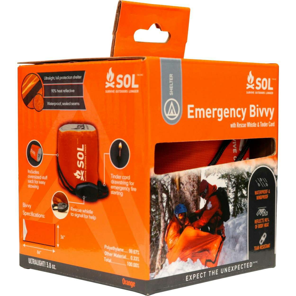 Emergency Bivvy XL w/Rescue Whistle Orange
