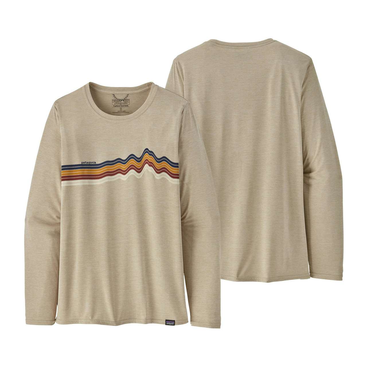 Capilene Cool Daily Graphic Long Sleeve Shirt Ridge Rise Stripe: Pumice