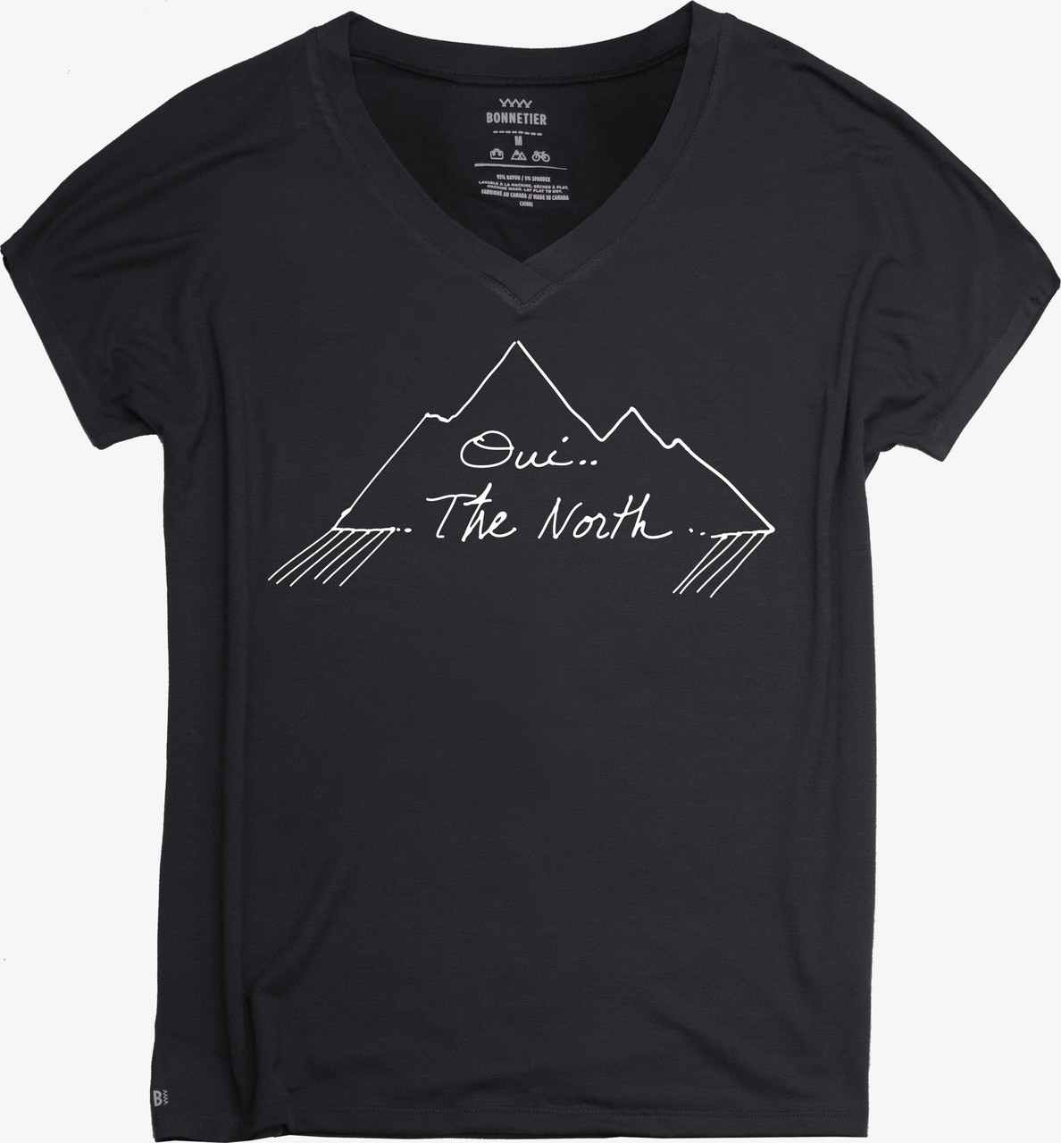T-shirt Graphic col en V Noir