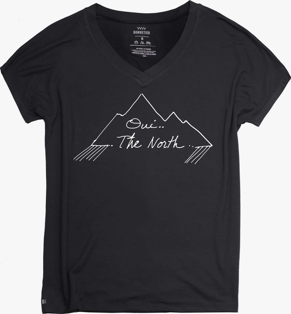 T-shirt Graphic col en V Noir