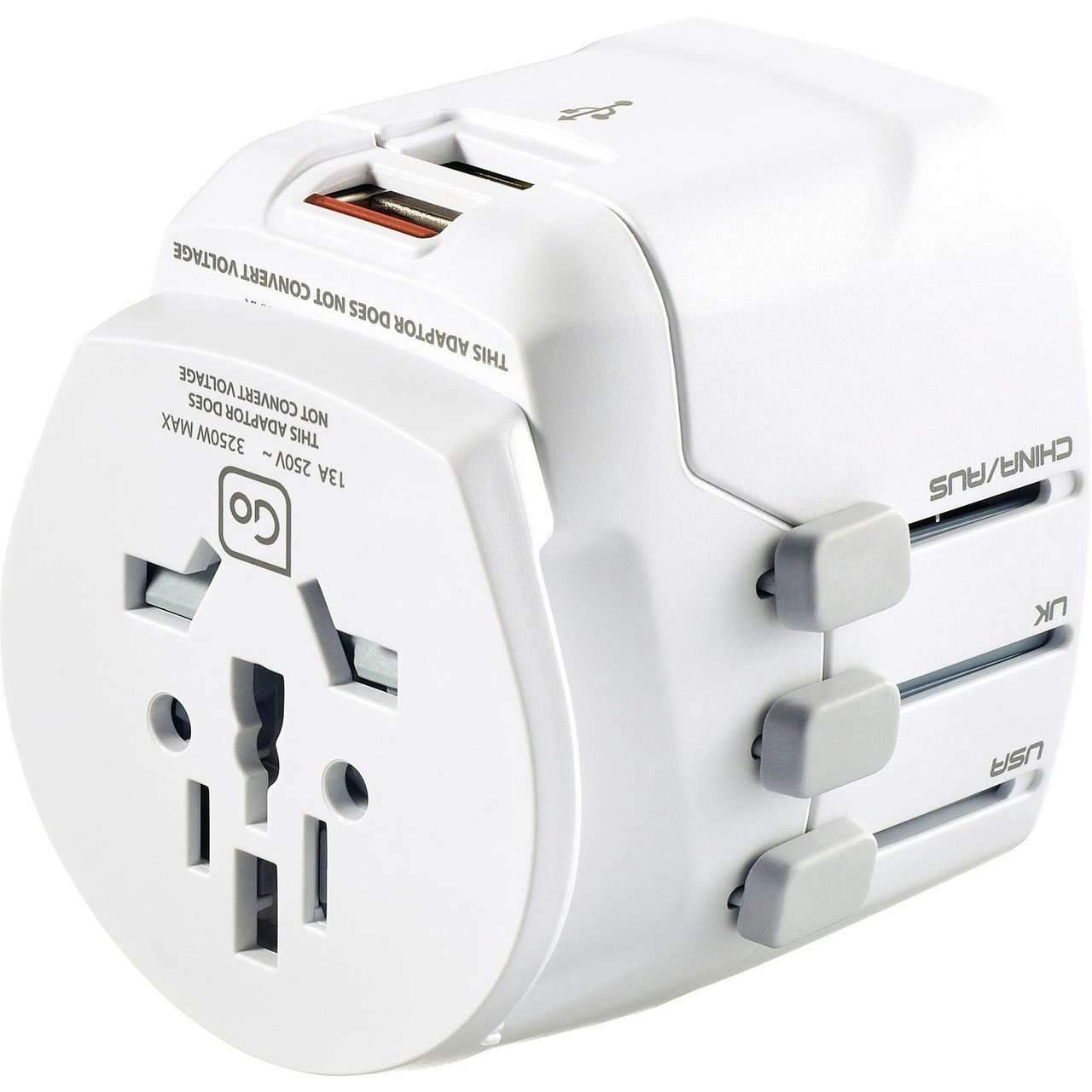Worldwide Travel Adapter with USB White