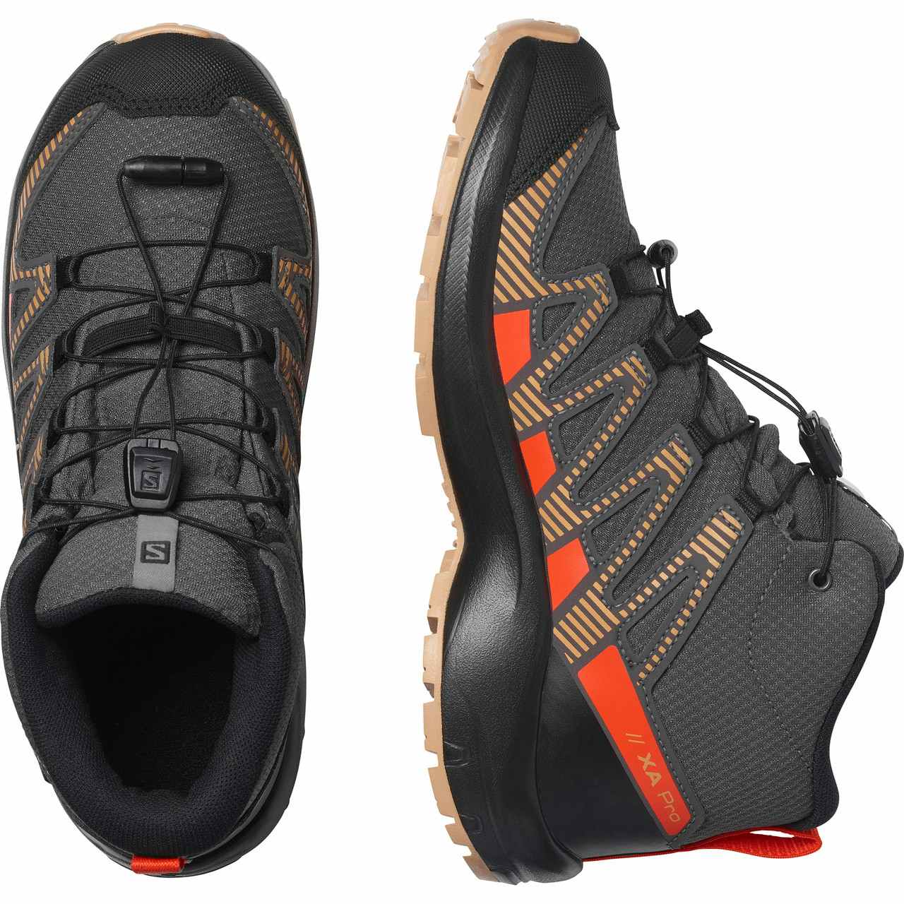 XA Pro V8 Mid CSWP J Hiking Shoes Magnet/Acorn/Cherry Tomat