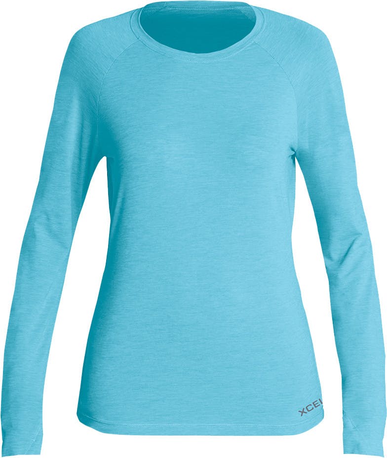 Heathered VentX Solid Long Sleeve Top Glacier Blue