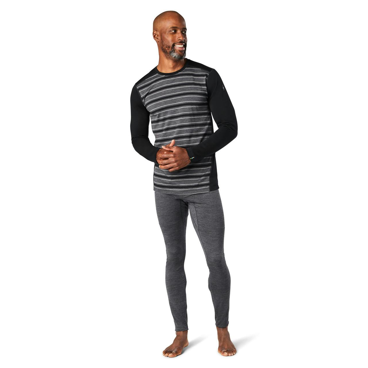 Maillot à col rond Merino 150 Rayures noires