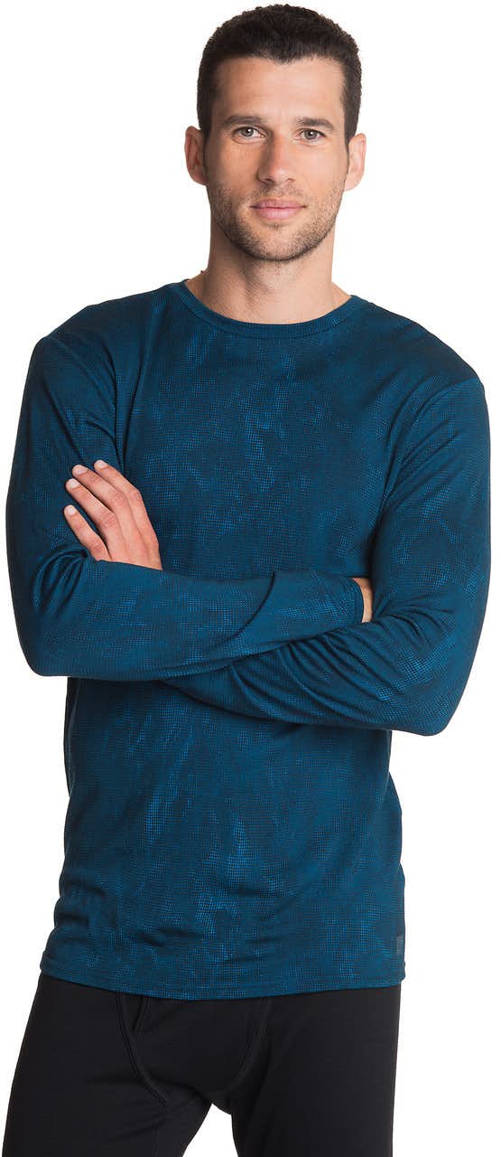 Maillot à col rond T2 en laine mérinos Imprimé pixel bleu turc