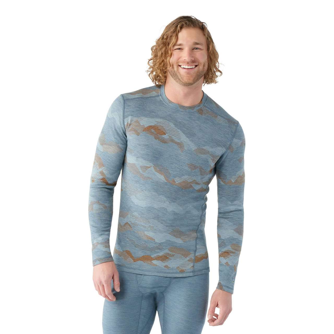 Classic Thermal Merino Base Layer Crew Pewter Mountain Scape