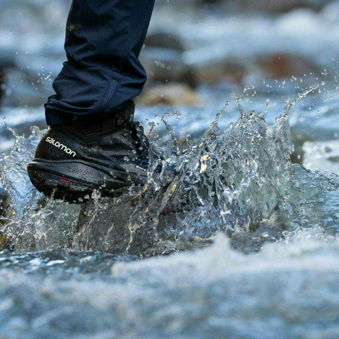 Keep your feet dry with a pair of Salomon OUTpulse GORE-TEX Light Trail Shoes. Yes, you can have ultralight waterproof-breathable hikers. Seamless for extra comfort too.