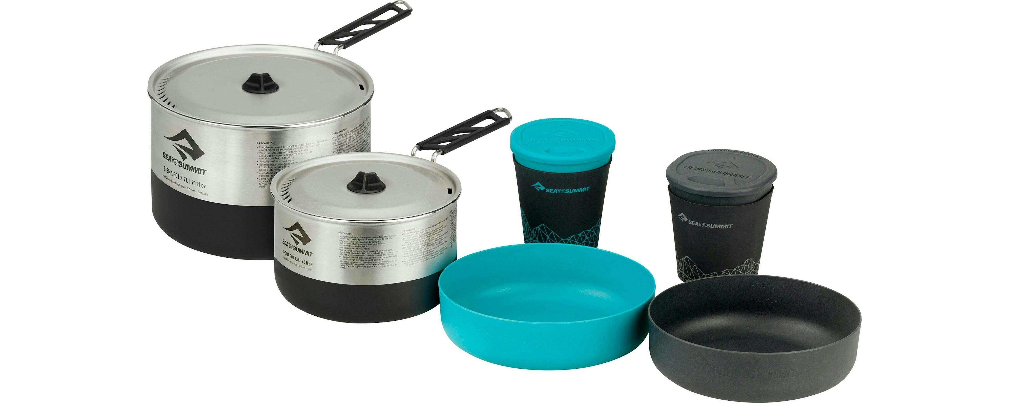 Outdoor cookset with two bowls and cups