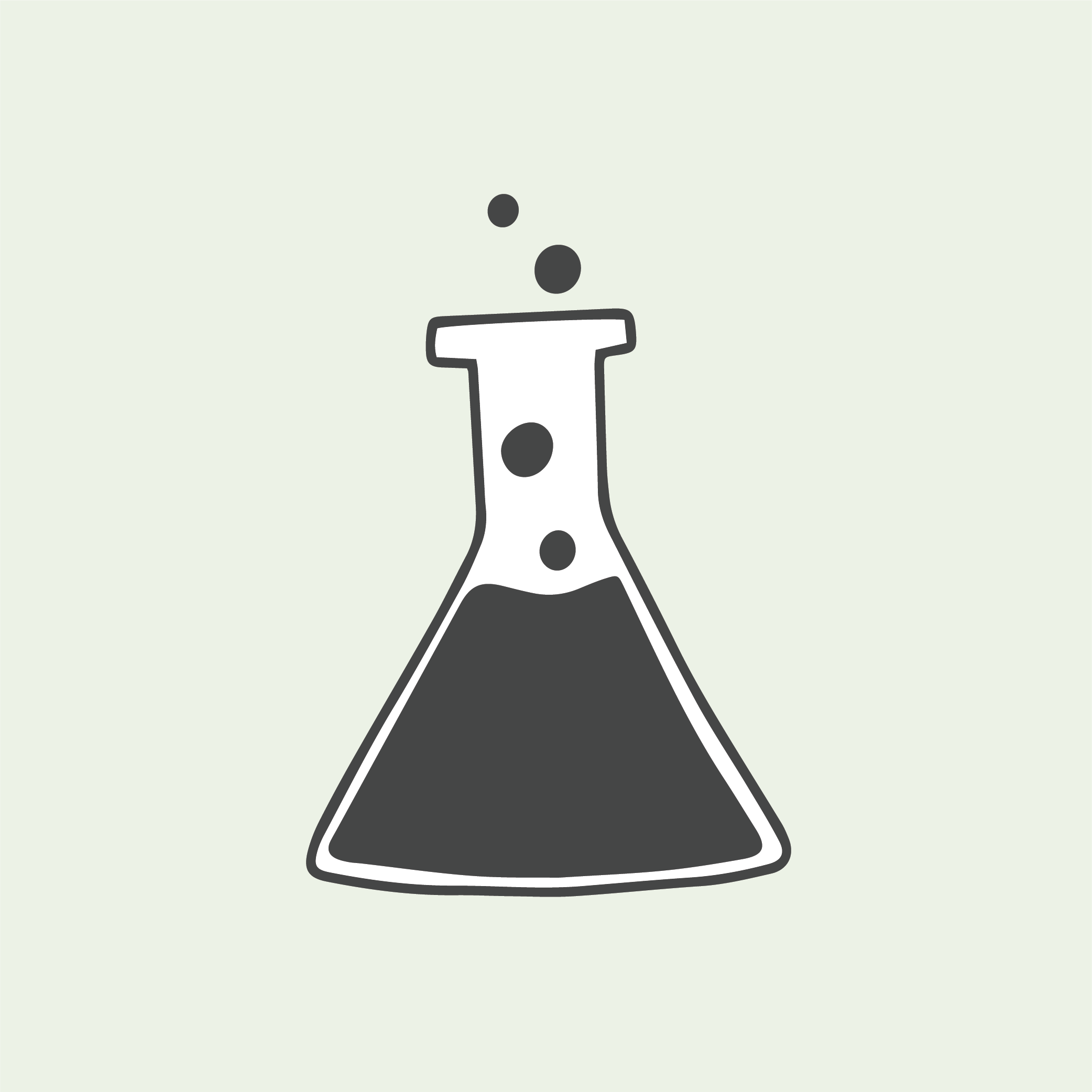 Illustration of a chemistry flask with liquid bubbling