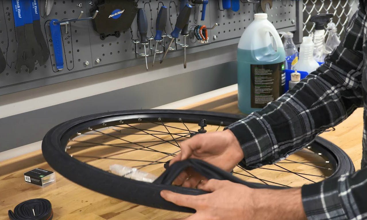 Removing the inner tube from a bike tire