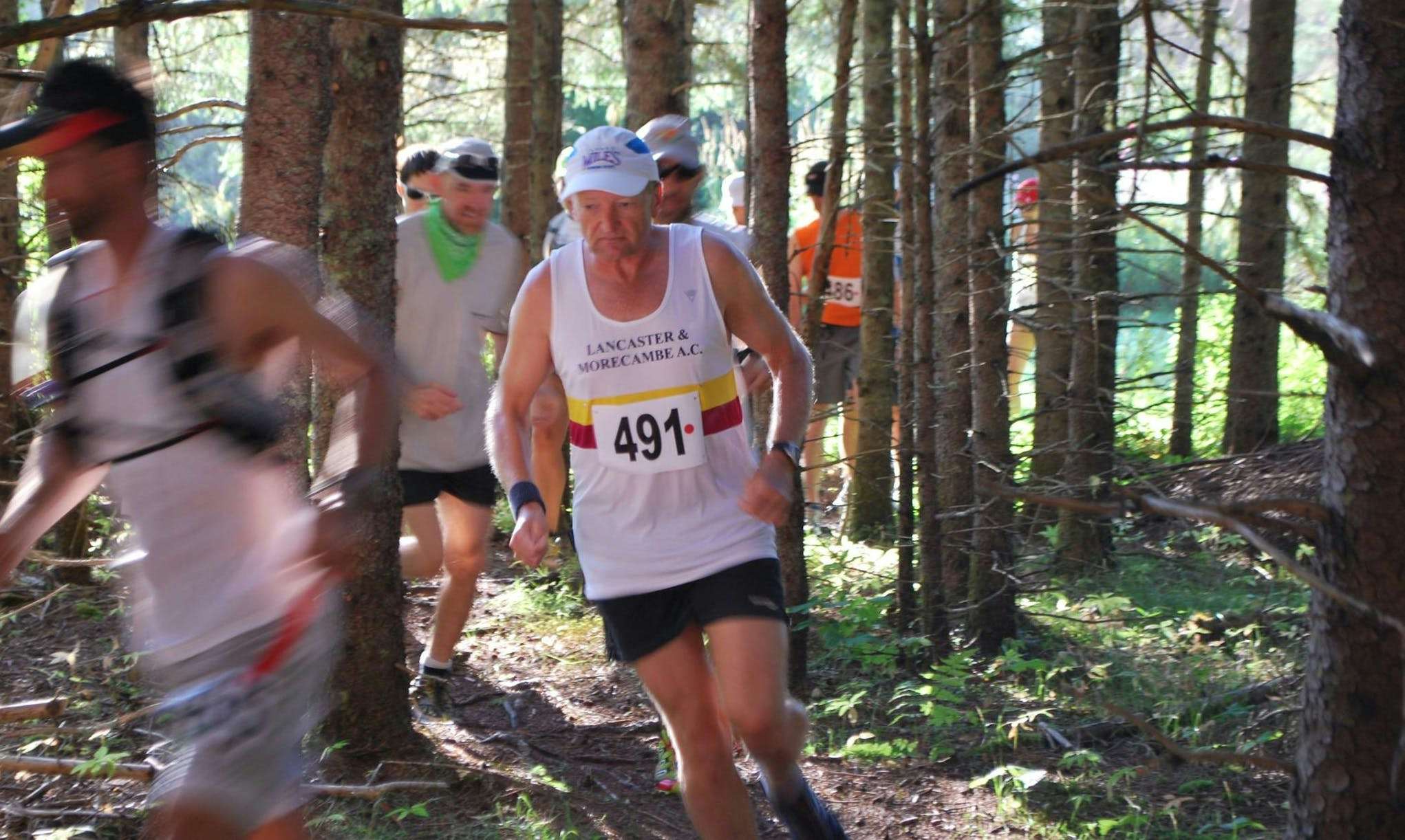 A group of trail runners weave through the woods during the Brookvale Ultra Trail Race.